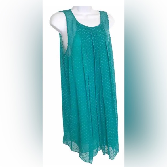 Sachin + Babi Dress Blue and Green Speckle Dot Sheer Swing Sz 4 Anthropologie - Picture 3 of 10